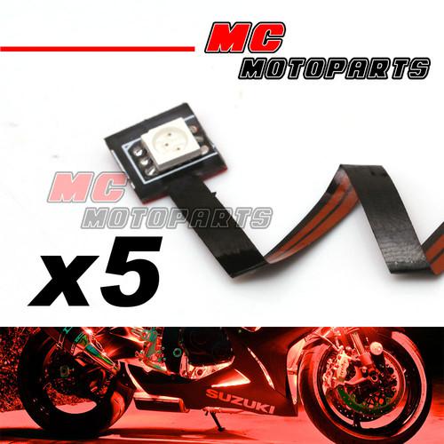 5 pcs red mini tiny smd led 5050 12v strip lights for aprilia motorcycle