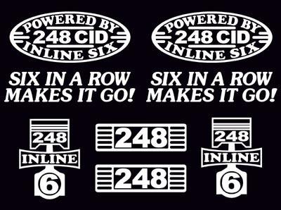 8 decal set 248 cid inline 6 engine straight six emblem stickers i6