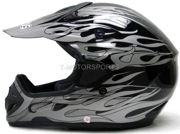 Black flame dirt bike off-road atv motocross helmet ~m