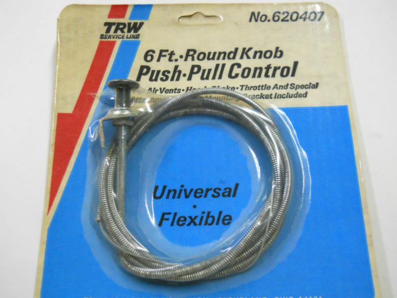 Trw round knob 6 ft. push pull control cable - throttle, choke, lawn mower