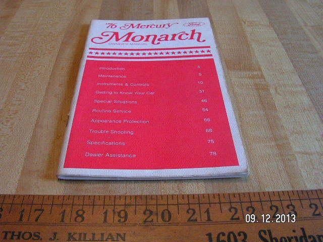 1976 mercury monarch original owner's / owners manual
