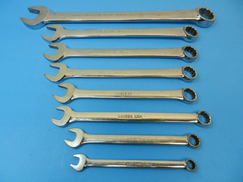 Snap on combination wrench set standard 7/16 - 1 1/4" oex 8 piece set no reserve