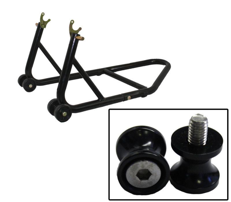 Biketek aluminum black rear stand w/ black bobbin spools honda cbr600rr 03-07