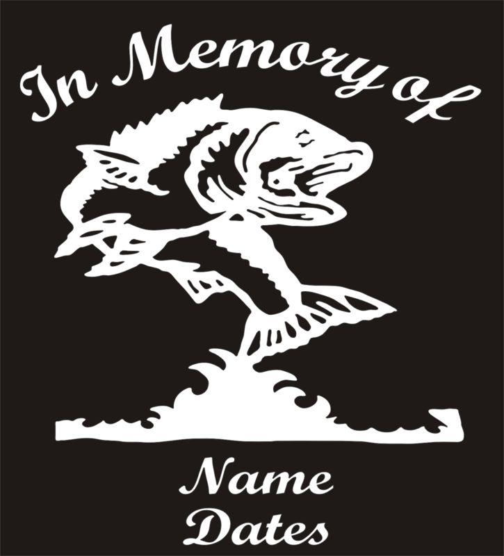 In memory of vinyl decal bass fisherman jumping fish window sticker qty 4