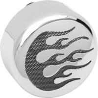 Chrome & black flames replacement horn cover for harley-davidson