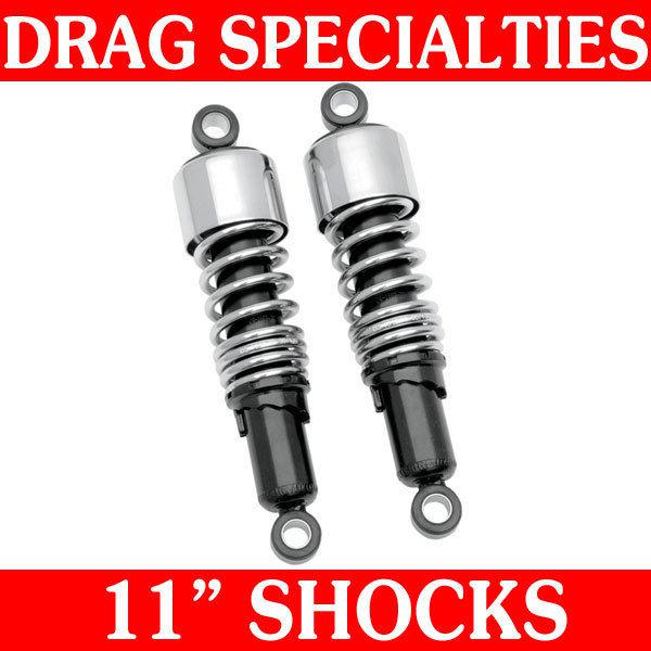 Drag specialties 11" chrome rear shocks absorbers for 2004-2012 harley sportster