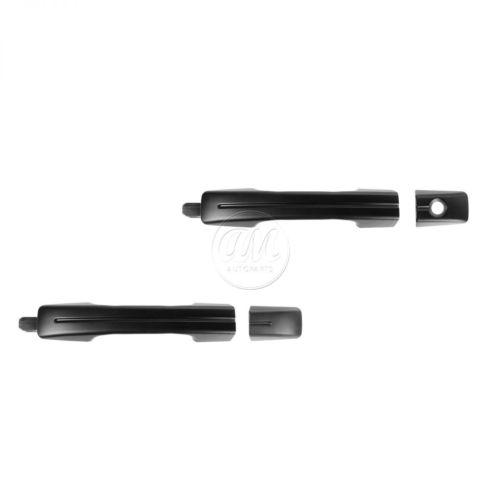 Door handle front outer outside smooth black ptm pair set for 04-08 acura tl new