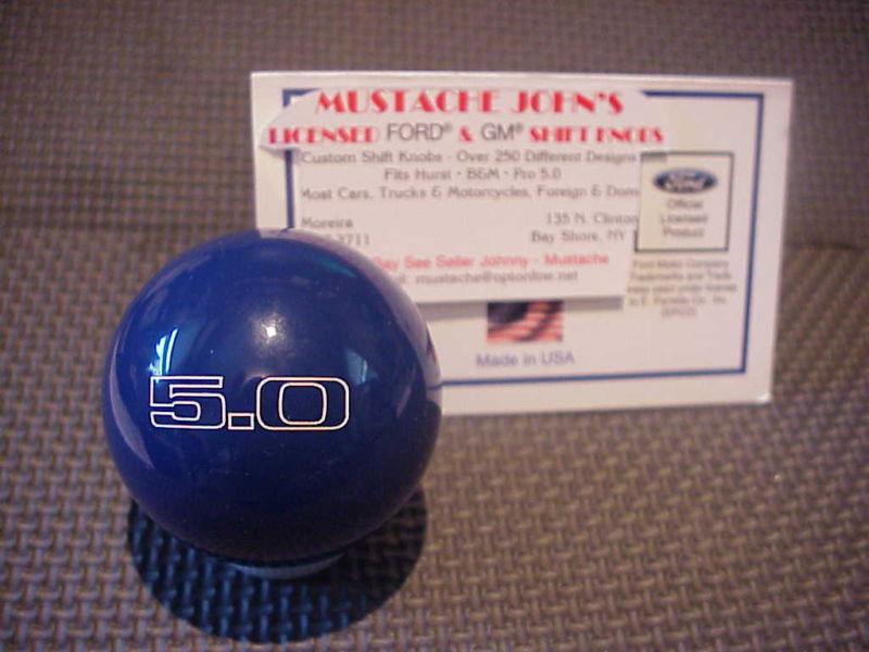 Ford mustang  5.0, engraved,   licenced shift knob , blue 