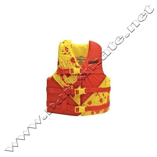 Seachoice 86130 deluxe child/youth vest / yellow/red deluxe chil