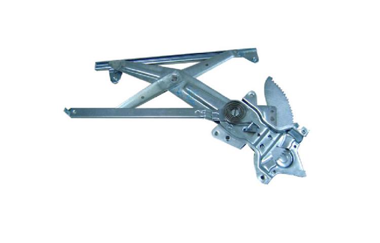 Power front window regulator with motor with gear pair