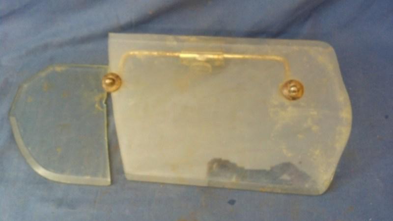 1920s 1930s glass side wing and mounting bracket - original