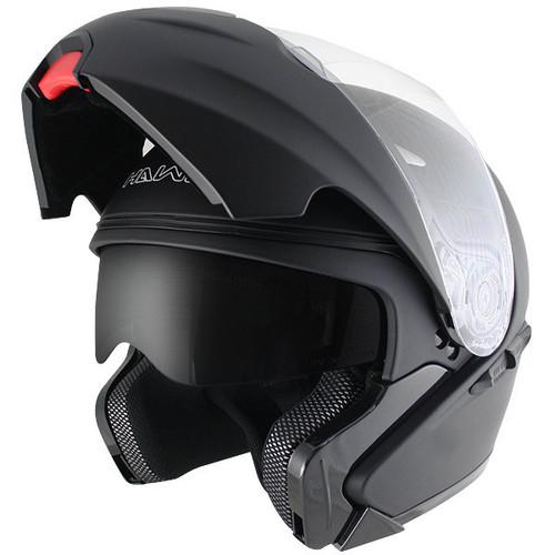 Hawk dual visor modular helmet matte black s m l xl 2xl
