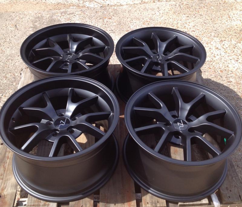 Matte black mustang fr500 wheels 18x9 & 18x10 2005+ 18" deep dish 18 inch rims