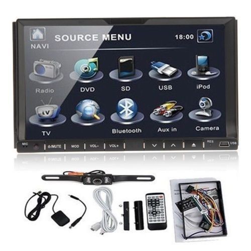 Double 2 din 7&#034; car dvd stereo radio player bluetooth ipod tv rds usb sd +camera