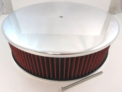 14&#034; x 4&#034; 14x4 4 brl polished alumunim smooth air cleaner w/ washable red filter