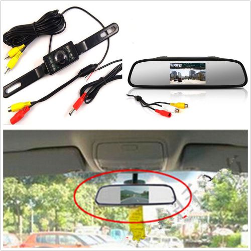 12v 120° ir car reverse parking backup camera &amp; 4.3&#034; rearview mirror monitor kit