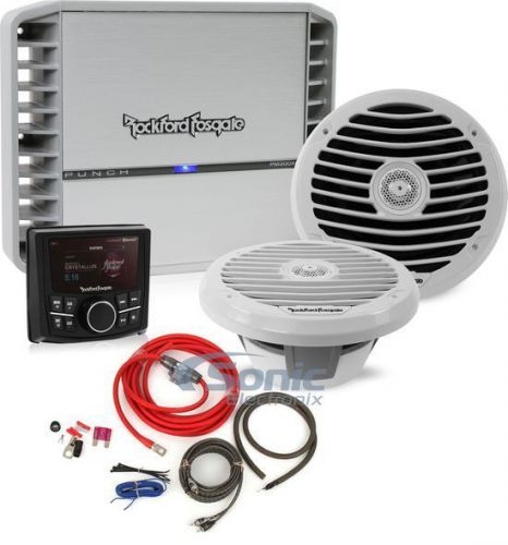 Rockford fosgate complete marine stereo, speaker &amp; amplifier upgrade package