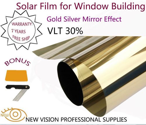 Film tint solar gold silver mirror effect for window building vlt 30% 76cmx6m
