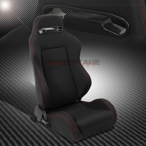 Type-r black+red stitches sports style racing seats+mounting sliders right side