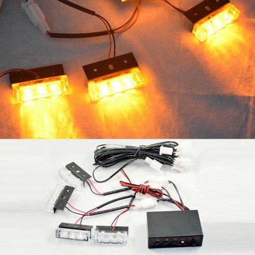 New bright 4x 3 led car flashing strobe recovery grill amber lights high quality