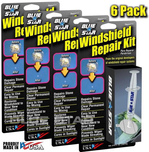 ( 6 pack ) windshield  repair kit # 777 stone damage chip bullseye rock chip