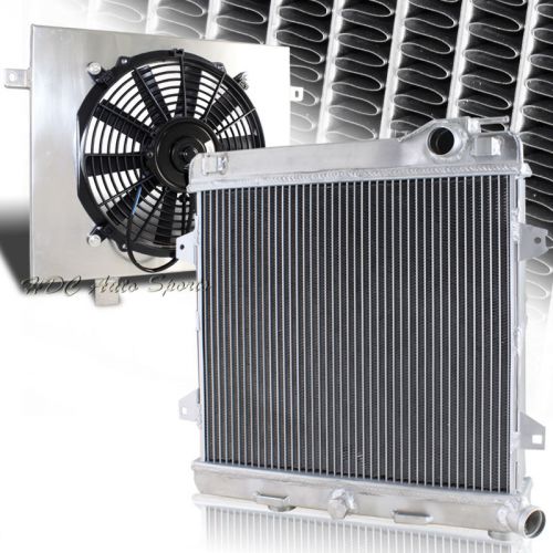 For 88-91 bmw e30 m3 manual transmission dual core aluminum radiator+ fan shroud