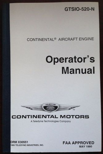 Continental gtsio 520 n engine operator&#039;s manual handbook 80 pages new
