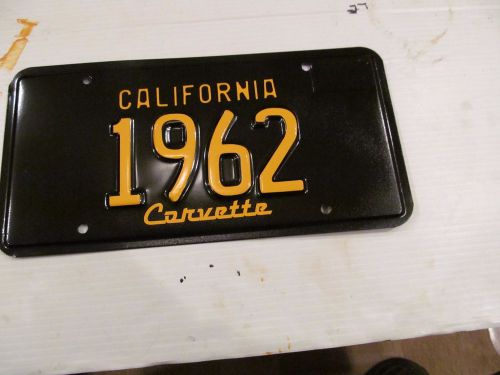 1962 chevrolet corvette california license plate (1) &#034;1962 corvette&#034;  b/yb/y