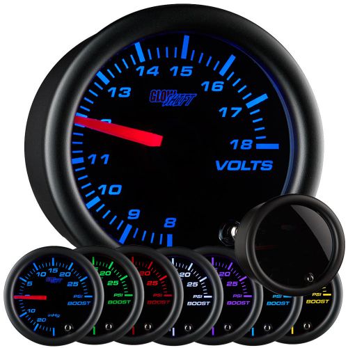 2 1/16 glowshift tinted volt voltage gauge w. 7 color led display