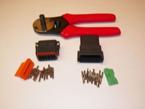 Black deutsch dt 12x connector kit with solid terminal crimper tool male  female