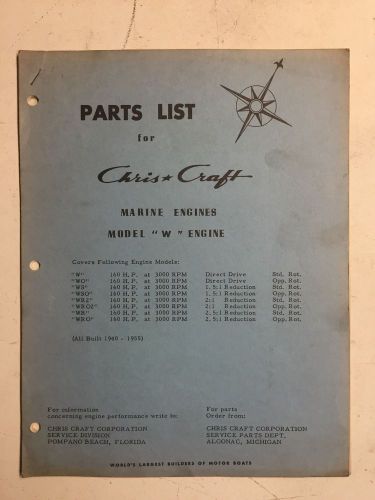 Parts list for chris-craft marine engines model w august 1958