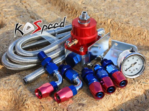 Injected bypass red fuel pressure regulator+ 0-60 psi liquid filled gauge+hose
