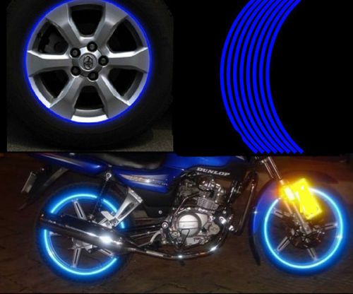 Blue 18&#034; motorcycle car wheel rim reflective metallic stripe tape decal sticker