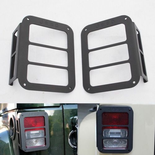 For jeep wrangler 2007-2016 with logo metal rear tail light guards cover 2pcs