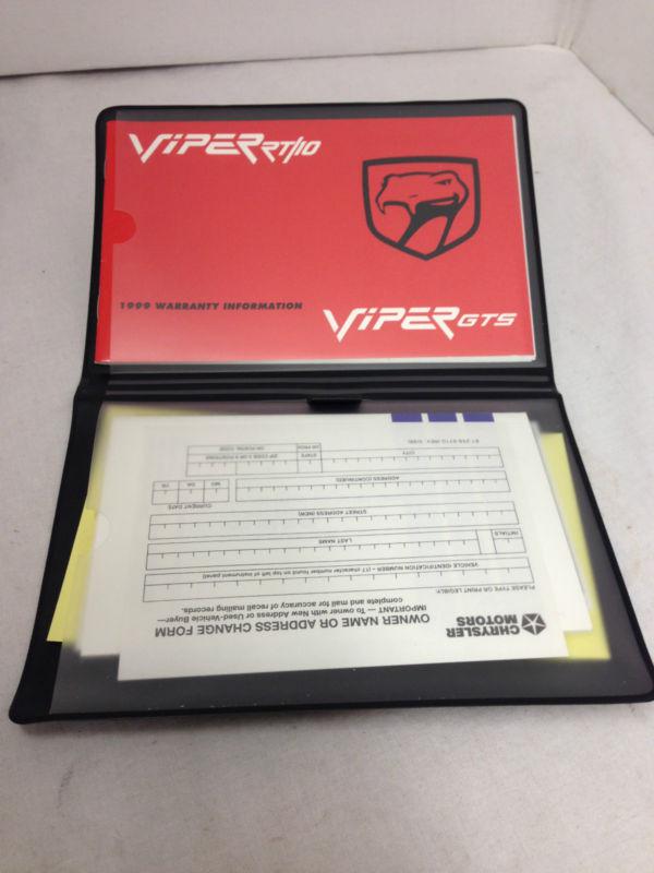 1999 dodge viper rt/10 gts warranty information w/ leather case owner manual