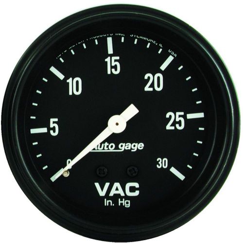 Auto gage mechanical vacuum gauge 2 5/8&#034; dia black face 2317