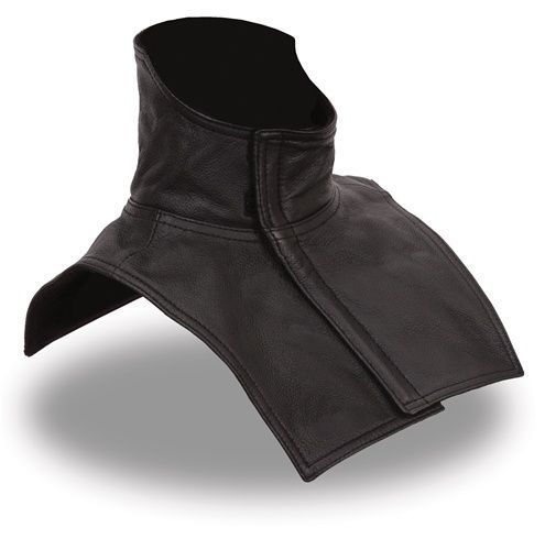 Black leather &amp; fleece motorcycle dickie - biker - first neck warmer scarf