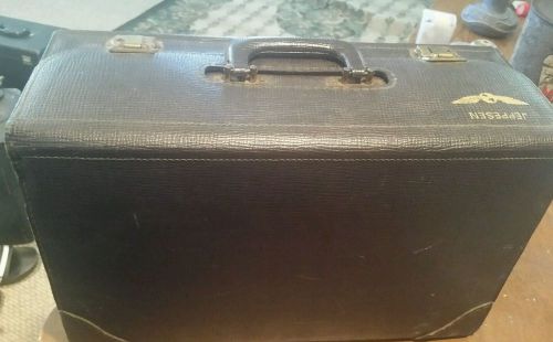 Vintage jeppesen leather flight case bag cowhide, denver co, fc-104