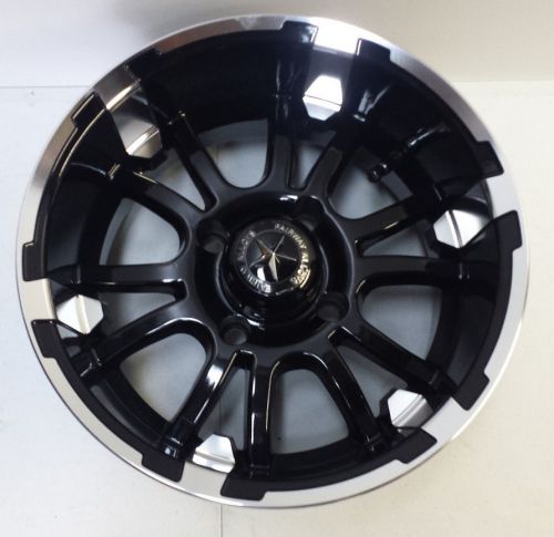 Msa fa-132-m sixer 12×7 golf car wheel rim gloss black and chrome finish