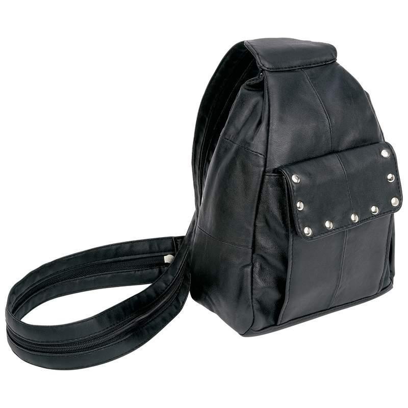 Diamond plate&trade; solid genuine lambskin leather biker backpack purse