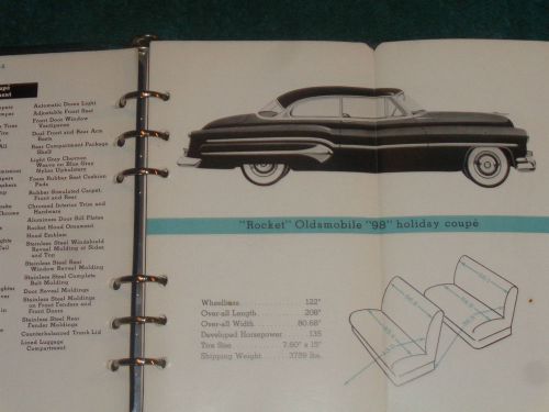 1951 oldsmobile salesman&#039;s data facts book / dealer album /  rare orginal manual