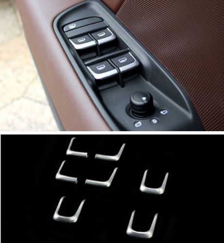 7pcs chrome indoor window lift button switch sequin trim for audi a3 q3 q5 q7