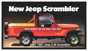1981 amc jeep cj8 scrambler  * new jeep scrambler *  multi colored  photo magnet