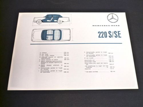 Mercedes benz w111 220 s se fintail spec sheet