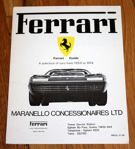Vintage ferrari guide -selection of cars 1959 to 1974- maranello concessionaires