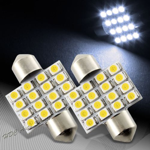 2x 34mm 16 smd white led festoon dome map glove box trunk replacement light bulb