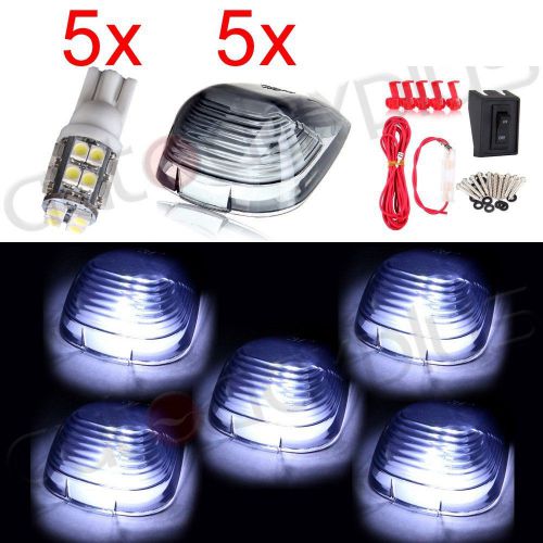 5x white 3258 20smd led cab roof marker running light lamps truck suv switch kit