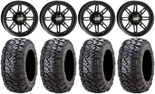 Itp ss216 matte black golf wheels 12&#034; 23x10-12 ultracross tires yamaha