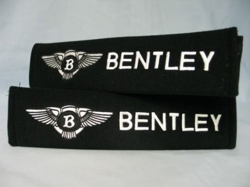 Pair of seat belt soft pads cover bentley logo new!