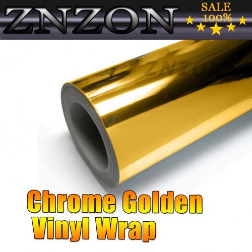 4&#034;x60&#034; gold chrome mirror vinyl wrap film car sticker decal w/ air bubble free